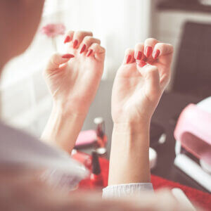 Hands with red nails